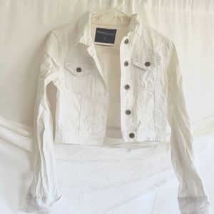 Cropped white jean jacket